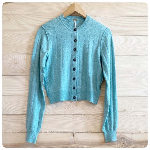 Turquoise Cashmere Crop Cardigan | Poshmark